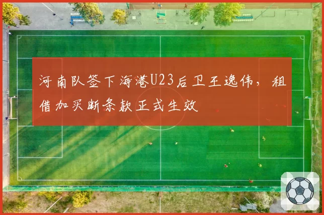 河南队签下海港U23后卫王逸伟，租借加买断条款正式生效